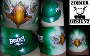 Just finished Philadelphia Eagles airbrushed hard hat.  ZimmerDesignZ.com