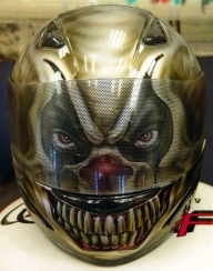 Custom Painted Evil Clown Helmet - Airbrush Artwoks