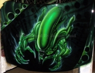 Aliens airbrush on hood by james366 - Airbrush Artwoks