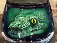 car, airbrushing, painting, hood, images, green, snake - Airbrush Artwoks