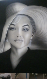 Ms.Monroe Canvas for Cancer Society Auction - Airbrush Artwoks