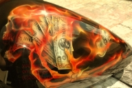 Money,Skull and flames - Airbrush Artwoks