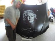 Airbrushed Marylyn Monroe portrait on BMW Roadster Hood - ART