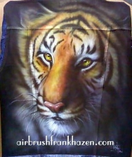 Tiger Airbrushed Denim Jacket - Airbrush Artwoks