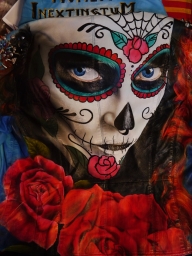 "Sugar skull" on leather jacket - Photorealism