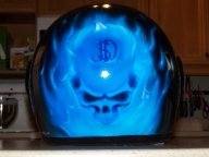 Blue Flames and Skull helmet - Kustom Airbrush