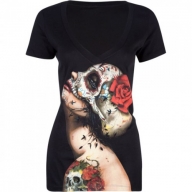 Infamous X Brian Viveros Viva La Muerte Women's Tee T-shirt | Top, Shirt and Clothing - Cool Airbrush Stuff