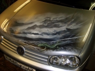 VW golf airbrush bonnet - Aerografia su Gomme