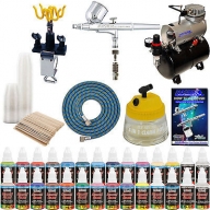 $177 for DUAL-ACTION AIRBRUSH KIT Air Compressor 24 US Art Supply Paint Color Set Gift - Airbrush Deals