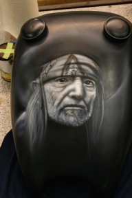 Willie Nelson on Harley tank - Kustom Airbrush