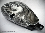 Custom Motorcycle Tanks | Motorcycle Tank Graphics - Moto Verso - Airbrush Artwoks