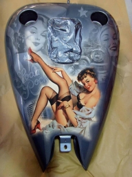 Old Style "betty Page" Harley Davidson Tank - Kustom Airbrush