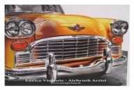 yellow cab, airbrush ink on "carta liquida" by Tecka Design - Airbrush Artwoks