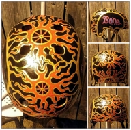This is a helmet I painted for a local cycling shop 5 years ago, all hand-painted in acrylics, then clear coated! - Hand painted cycling helmets 