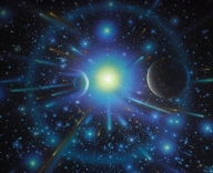 Painting Airbrush on cs10 canvas from the Space artworks gallery London. Title DOOMS DAY. - Artworks