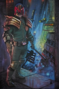 Painting Airbrush on cs10 canvas from the Artworks Factory London. Title REVENGE. Painted for a Judge Dredd collector. - Artworks
