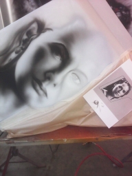 Queen Gorgo portrait - Scania Show track detail, in progress - ArteKaos Airbrush