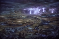 Airbrush on cs10 canvas from the Space Artworks factory London. Title JUPITER PROBE INTO THE STORM. - Artworks