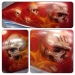 Completed Skulls and Flames Harley Tank, ready for clear. 