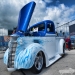 Chevrolet pickup truck; two tone blue/white, airbrush flames